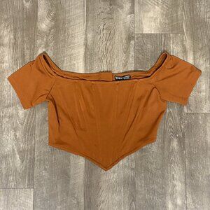 Brown Corset Crop Top | Shein